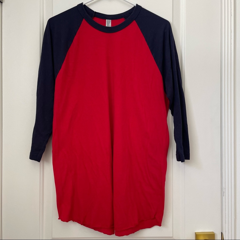 AMERICAN APPAREL | Red/Navy Baseball Tee